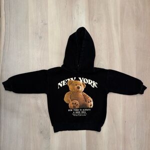 Zara Black Hoodie with Teddy Bear Graphic